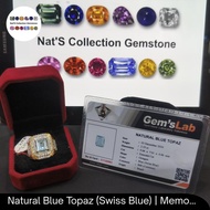 Natural Blue Topaz (Swiss Blue) | Batu Permata Mulia Asli | Sudah Sertifikat / Memo GLI | Cincin Siz
