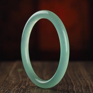 Natural Authentic Product A Jade Bracelet Thin Round Bar Light Green Jadeite Color Women's Jade Brac