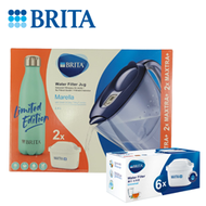 Brita Marella 2.4L 藍色濾水壺內含2件濾芯及限量版濾水瓶套裝 + 六件裝濾芯