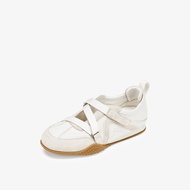 73Hours Womens Ballet-Style Flat Shoes Soft Bottom Velcro Closure Casual Sneakers Rubber Outsole Lea