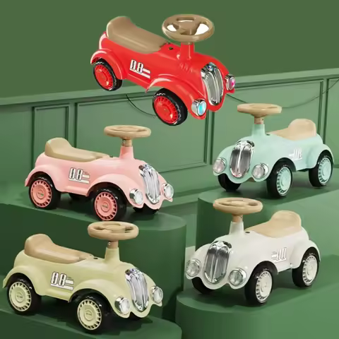 Ride On Car for Toddlers Classic Ride On Train Sliding Car with Sound & Light Under Seat Storage Ret