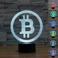 Bitcoin Pattern Night Light 7 Colors Gradient Geek Gift USB LED Table Lamp Acrylic Home Decor