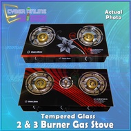 Burner Gas Stove Tempered Glass Gas Stove Stainless Steel Body 2 &amp; 3 Burner