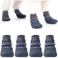 Anti-Slip Water-Resistant Pet Shoe Socks, 4Pcs Dog Paw Protector Booties with Adjustable Straps, Non