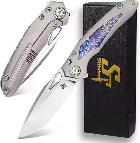 Sitivien ST888 Folding Knife M390 Steel Blade Titanium Carbon Fiber Handle EDC Knifes for Collection