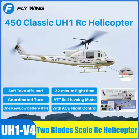 Upgrade Version FLYWING UH1 V4 Scale RC Helicopter 450 Helicopter H1 Flight Controller Altitude Hold