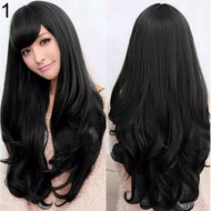 wik / wigh / Wig curly poni  samping panjang rambut palsu wanita curly import full satu kepala /bisa