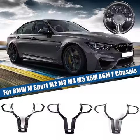 ABS Carbon Texture Car Interior Steering Wheel Cover Trim For BMW M sport M2 M3 M4 M5 X5M X6M F Chas