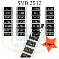 Resistor SMD 2512 3ohm,3.3ohm,3.6ohm,3.9ohm,300ohm, 330ohm, 360ohm, 33Kohm, 300Kohm,330Kohm,360Kohm,