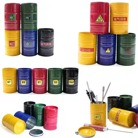 Metal Simulation Oil Barrel, Tool Barrel, Pen Holder For 1/10 1/8 Rc Crawler Car Trx4 Trx6 D90 Axial