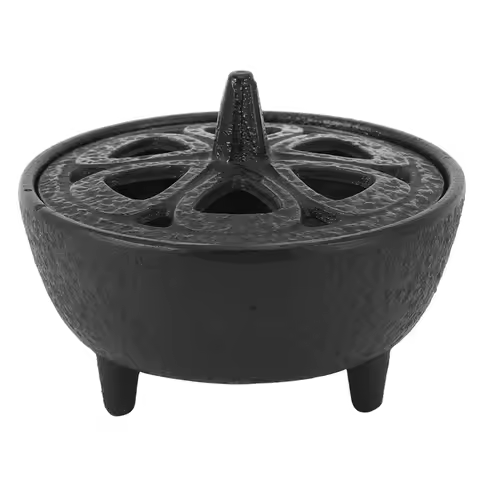 Practical Black Incense Burner 8.5 X 8.5 X 7cm Cast Iron Aroma Censer Fragrance Burner Yoga