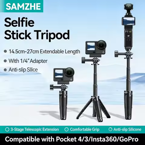 SAMZHE Selfie Stick Tripod for DJI Osmo Pocket 4 3 Action 5 4 Insta360 Ace Pro 2 GoPro Selfie Stick 