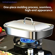 [Initiationdawn] 16x9 Inch Stainless Steel Baking Pan Set Of 2 With Lids Deep Large Roasting Dish Fo