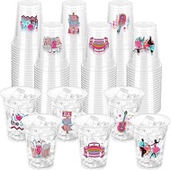60 Pcs 50's Party Plastic Cups 12oz,1950's Rock and Roll Disposable Cups Back to 50s Retro Party Tab