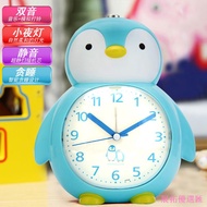 ◐✿△Nordic Creative Cartoon Penguin Children Student Voice Speaking Alarm Clock Bedroom Bedside Mute 