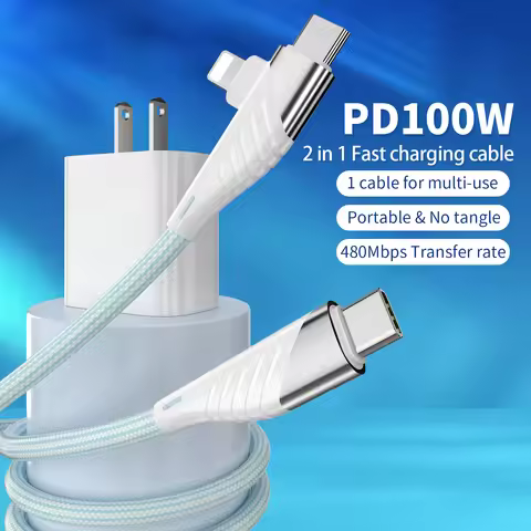 2 in 1 USB Type C Cable PD100W Fast Charging Wire USB C To Lightning Cable For iPhone 16 15 14 Xiaom