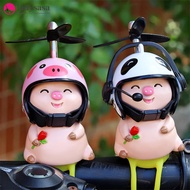Ladysasa Cute Little Pink Pig with Helmet Propeller Airscrew Car Ornament Wind Broken Wind-breaking 