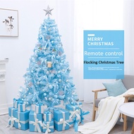 Festive Flocked Artificial Blue Christmas Tree with Led Lights Decorative Luxury Premium 5ft 6ft 7ft Deluxe Encryption Xmas Tree Deco Gift Set 150/180/210cm