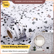 Sticker Lantai Kamar Mandi Motif Marmer PVC 3M Stiker Dekorasi Wallpaper Dinding Anti Air Tebal