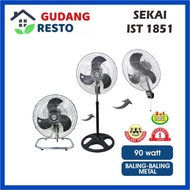 Sekai Kipas Angin Besi Tornado 18 inch 3 in 1 IST-1851 Industrial Standing Wall Desk Fan KIPAS BERDI
