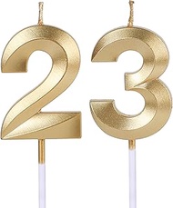 Gold 32nd & 23rd Birthday Candles for Cakes, Number 23 32 Candle Cake Topper for Party Anniversary W
