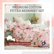 【DORMERE】Premium 1500TC Pure Cotton Fitted Bedsheet (Single /Queen /King Size) Cadar Cotton Cadar Ge