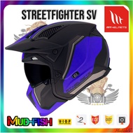 TOPI KELEDAR MT STREETFIGHTER SV TWIN C7 MATT BLUE FULLFACE HELMET | StreetFighter (Double Visor)