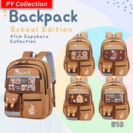 D1-518 / 41CM CAPYBARA DESIGN Korea Backpack High Quality Beg Sekolah / School Bag / Beg Galas / Lap
