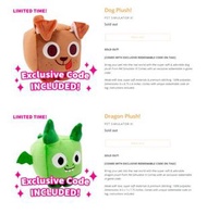 Roblox Pet Simulator X dog and dragon plushies with code