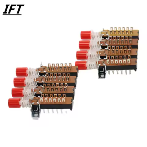 4P2T 4 Rows Interlock Push Button Knob Piano Key Switch 2 Pcs