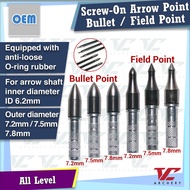 V Club Archery Screw-In Metal Arrow Point - Bullet Point / Field Point - ID6.2mm - 100 Grain