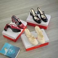7cm Slingback Shoes with Elegant Glossy Leather Buckle H459 Pixie VNXK