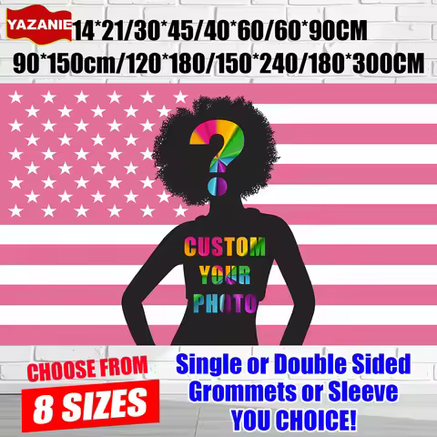 8 Sizes Custom Pink USA America Flag 5x8FT 6X10FT Tapestry Single/Double Sided Personalized Banner w