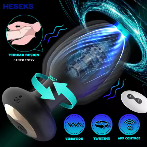 HESEKS Anal Plug Vibrating Butt Plug with 7 Vibrating Rotation Remote Control Prostate Massager for 