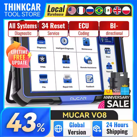 MUCAR VO8 Professional Diagnostic Tools Full System OBD2 Scanner 34 Reset Lifetime Free Update ECU C