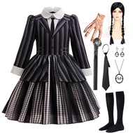 Addams Family Wednesday School Uniform Halloween Costume - Black Stripes