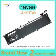 4GVGH Laptop Battery For Dell Precision 5510 XPS 15 9550 series 11.4V 97Wh