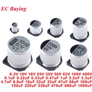 5PCS SMD Electrolytic Capacitor Aluminum 6.3V 10V 16V 25V 35V 50V 63V 100V 400V 1UF 4.7UF 10UF 47UF 