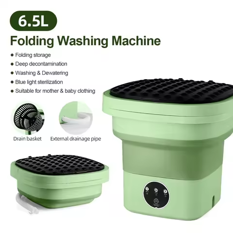 6.5L Small Folding Washing Machine Portable Washing Machine Automatic Modes Laundry Clothes Laundry 