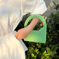 2023 Gadis Perancis Warna Gula-gula Buatan Tangan DIY Beg Mutiara Manik Beg Telefon Beg Tangan Beg T