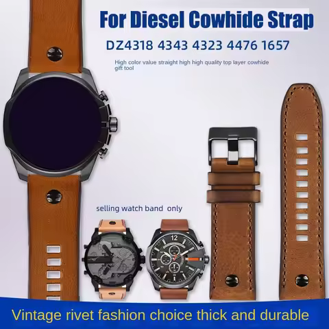24mm 26mm 28mm For Diesel watch band DZ7413 DZ4318 DZ4343 DZ4323 DZ4476 vintage Cowhide Retro brown