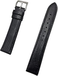 18mm Black Leather Watch Band | Tail Lizard Grain, Lightly Padded Replacement Watchstrap that brings