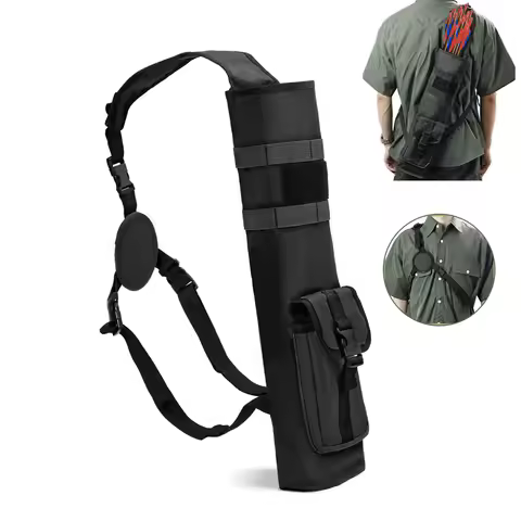 Archery Back Arrows Quiver Bag, Quiver Arrow Holder with Molle System and Pockets Archery Quiver for