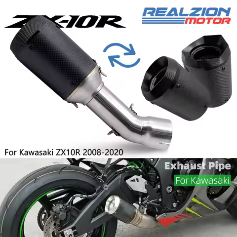 REALZION ZX10R Exhaust Slip-On Pipe System Full Set Link Pipe Motorcycle Middle Pipe For Kawasaki ZX