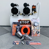 ETOP รับประกัน 1 ปีเต็ม ปั๊มลม ปั๊มลมโรตารี่ ปั๊มลมออยฟรี 50 ลิตร รุ่น XH60050L+อุปกรณ์ 6 อย่าง+กาพ่