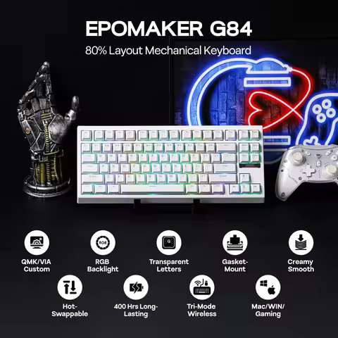 EPOMAKER G84 VIA 80% QWERTY ANSI US Layout Gasket-Mounted Wired/2.4GHz/Bluetooth Wireless Mechanical