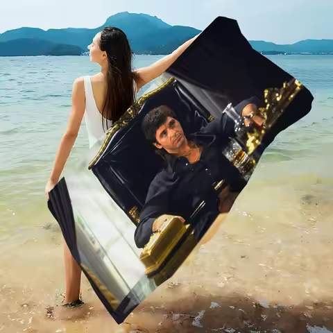 Movie S-Scarface Beach Towels Shower Towel Sauna Travel Spa Microfiber Quick Dry Gym Accessories Cut