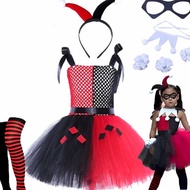 H@rley Joker Tutu Dress for Girls – Kids Halloween Cosplay Costume Fancy Dress Outfit