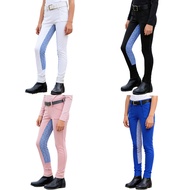 inhzoy Kids Girls Horse Riding Pants Equestrian Breeches Elastic Waistband Leggings with Pockets
