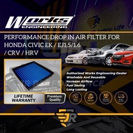 Works Engineering Washable Drop In Replacement Air Filter Civic EK EJ 1.5 1.6 Penapis Udara Car Inta